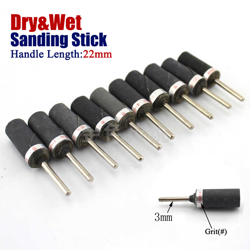 3mm Shank Sanding Stick - Brown-Gray Sandpaper+Silver Shank 180-2000 Grit for HomeDIYer Model Grinding