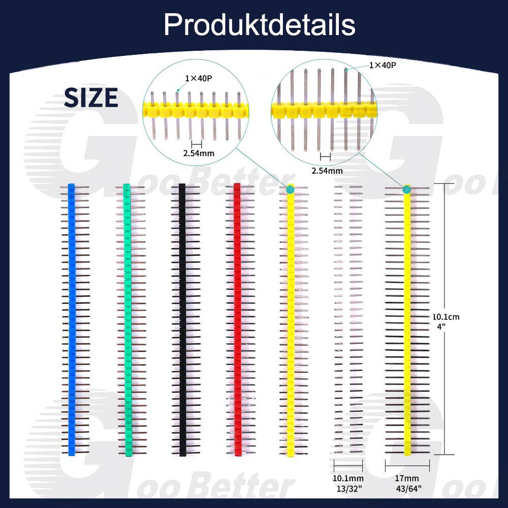 120pcs pin header set 2.54mm iron 40 pins connector strip pin header connector - HomeDIYer
