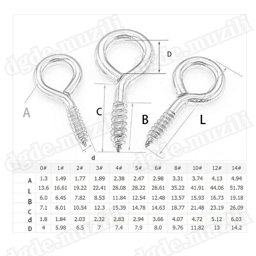 280pcs Eyebolts Screw Hooks Eye Hooks Wood Thread Copper Plating - HomeDIYer