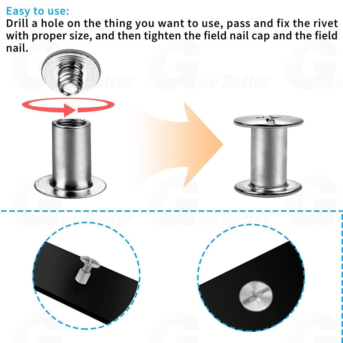 90pcs M5 Chicago Screw Set Binding Rivets Studs for Leather Craft Nickel Plating - HomeDIYer