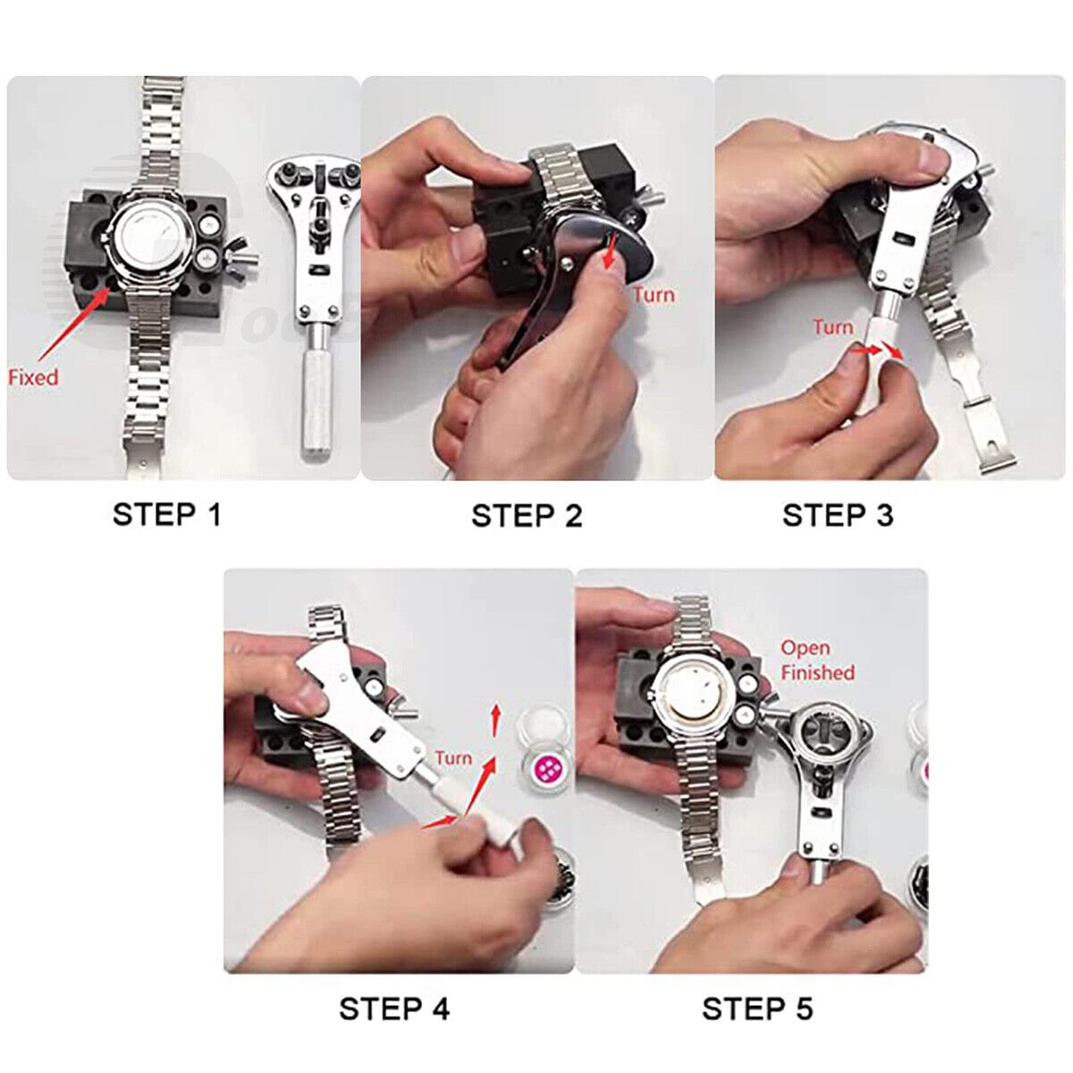 19x Watch Repair Tool Back Case Opener New Wrench Maker Screw Cover Remover Kit - HomeDIYer