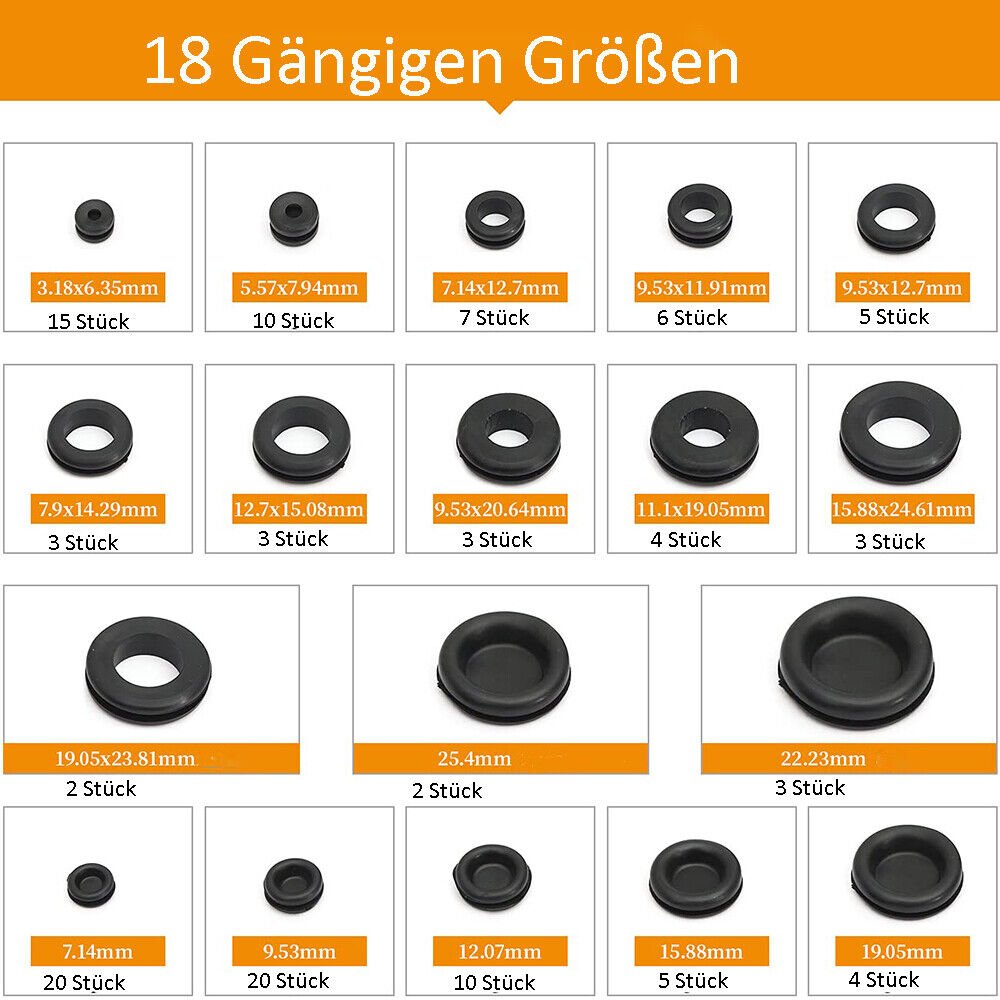 125PCS grommet set Cable grommet set Rubber grommet set - HomeDIYer