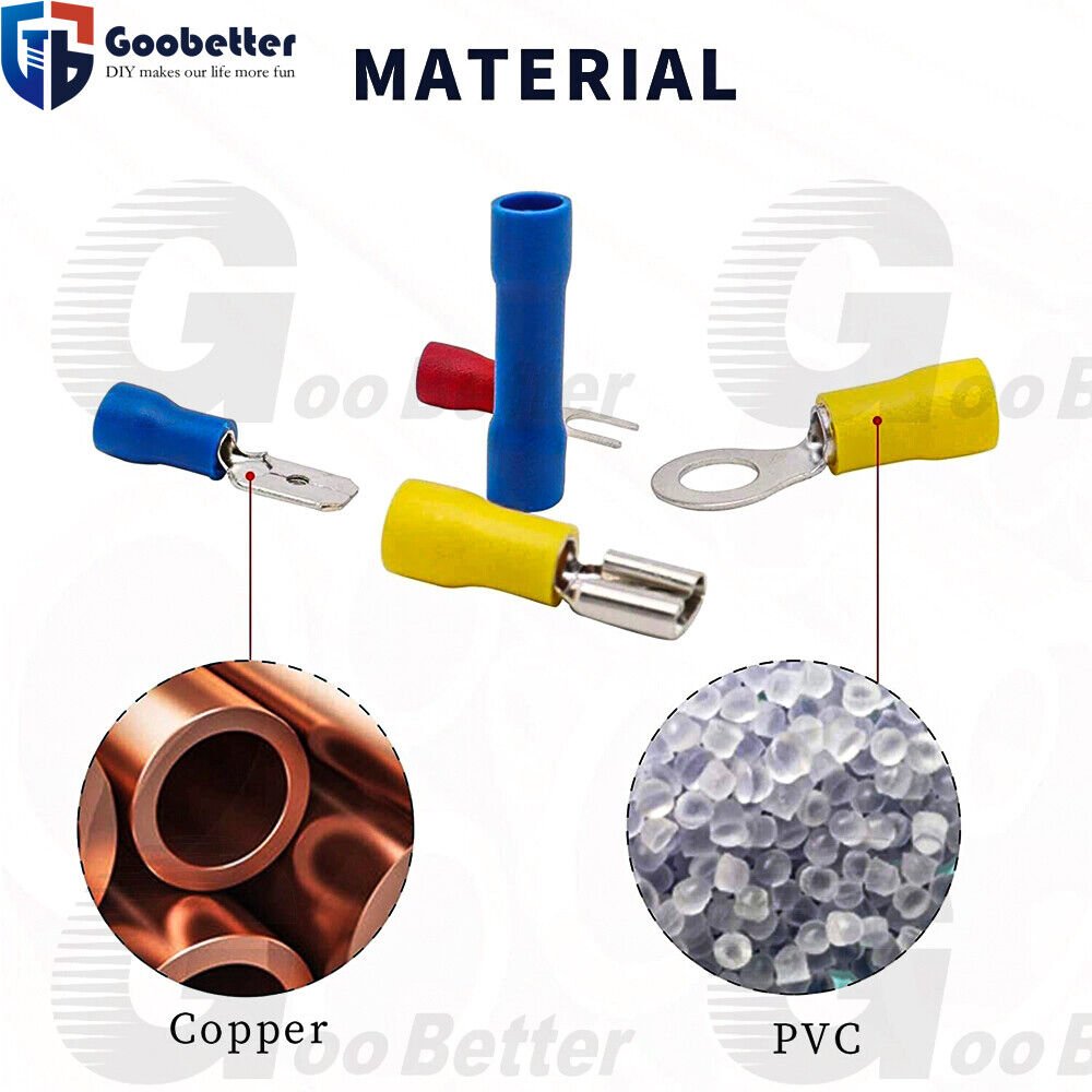 520Pcs Insulated Electrical Wire Splice Terminal Ring Spade Crimp Connector Kit - HomeDIYer