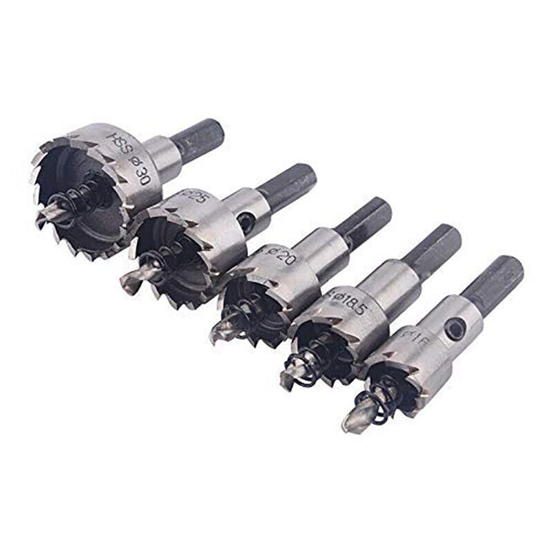 5pcs 16 - 30mm HSS Drill Bit Hole Saw Tooth Set Stainless Steel Metal Alloy Cutter - HomeDIYer