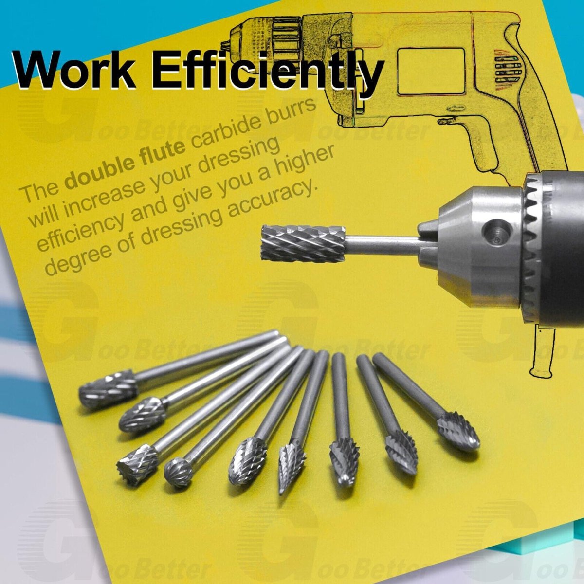 10x Double Cut Tungsten Carbide Rotary Burr Set 1/8'' Drill Bits for Dremel Tool - HomeDIYer