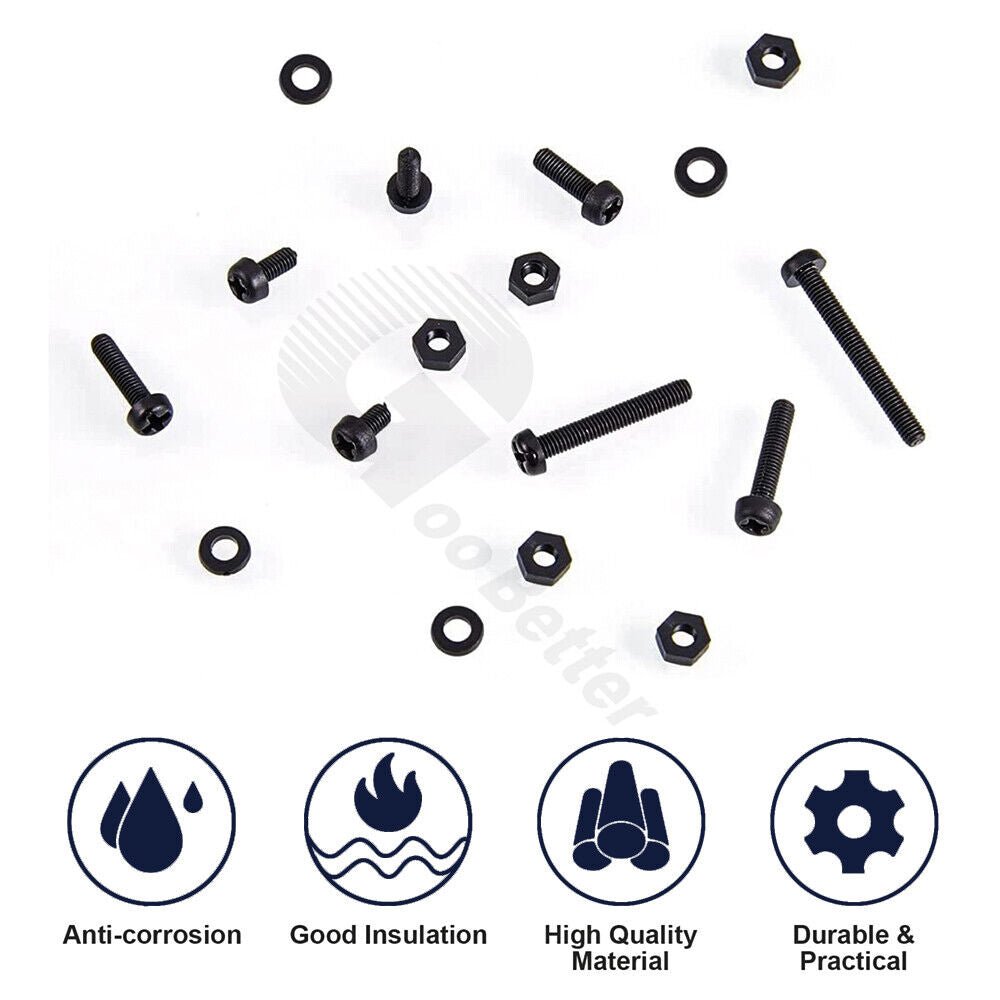150Pcs M2 - M5 Nylon Phillips Pan - Head Screws Bolt Spacer Nuts Set - HomeDIYer