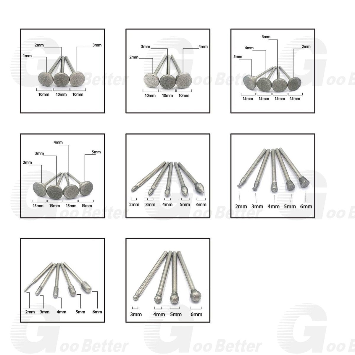 50Pcs Diamond Burr Stone Carving Grinding Bits 1/8'' Shank for Dremel Rotary Tool - HomeDIYer