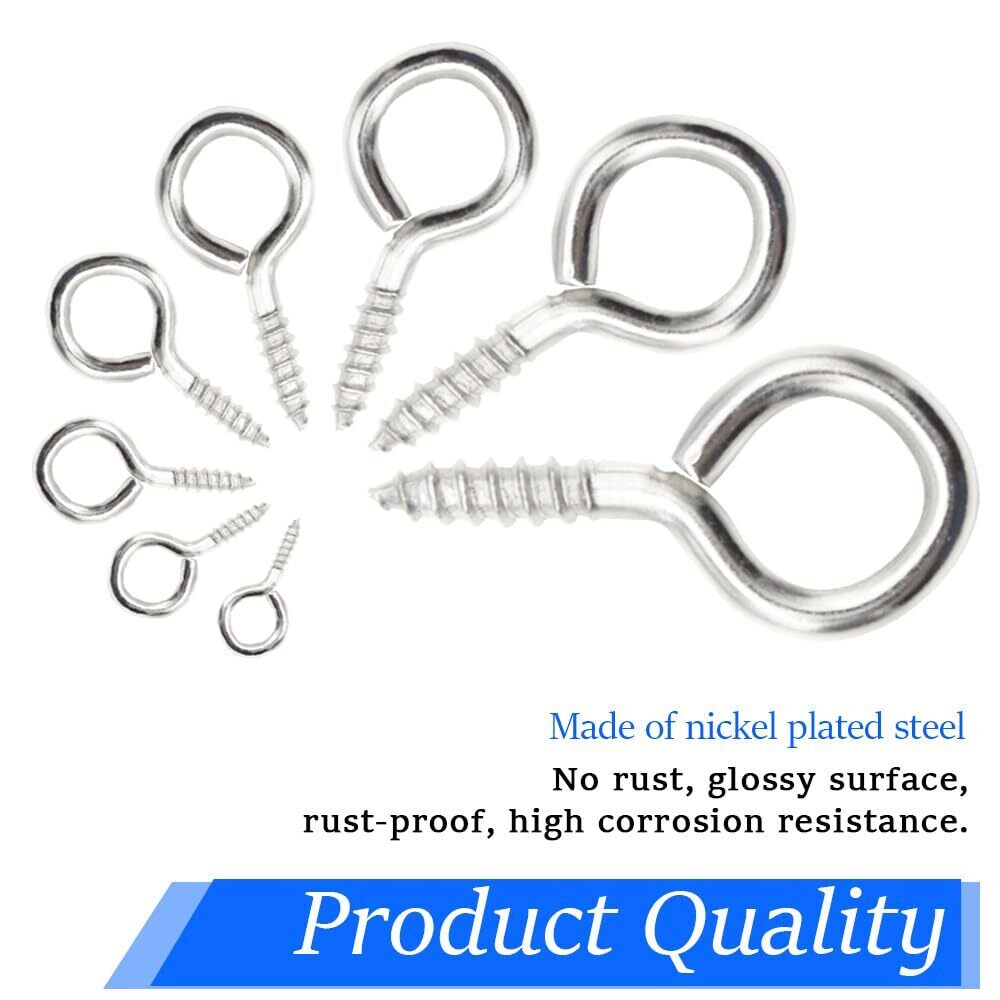 280 Pcs Eyebolts Galvanized Eyebolts Screw Hooks Eye Hooks Wooden Thread - HomeDIYer