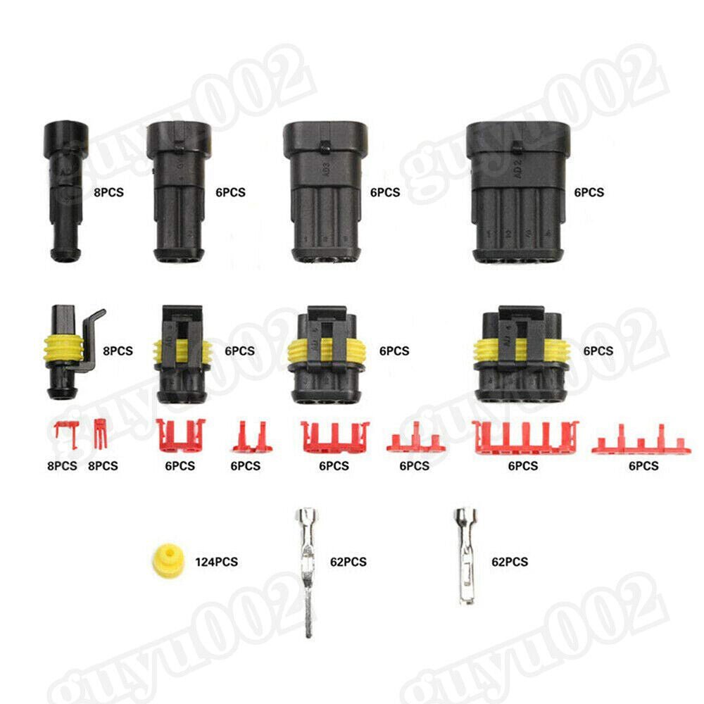352Pcs 1/2/3/4Pin Cable Wire Connector Plug Waterproof Sealed For Electrical Car - HomeDIYer