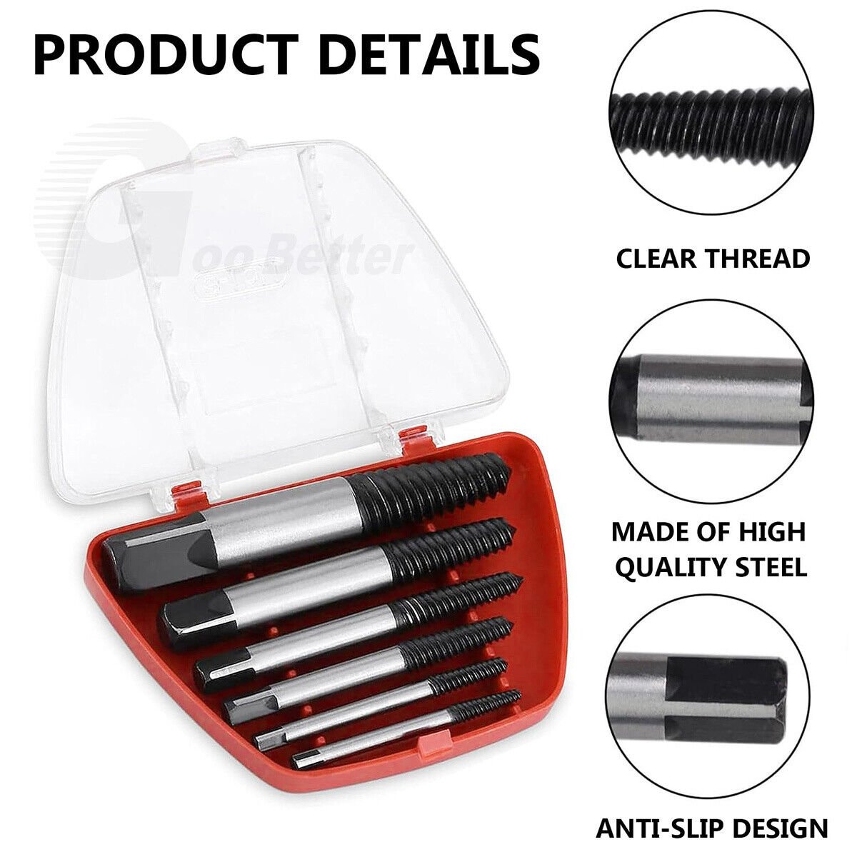 6Pcs Screw Extractor Set Drill Bits 1 - 6 Out Broken Damage Screws Bolt Remover - HomeDIYer