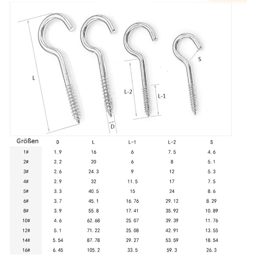 215pcs screw hooks hook screw half round hook screw steel galvanized bent - HomeDIYer