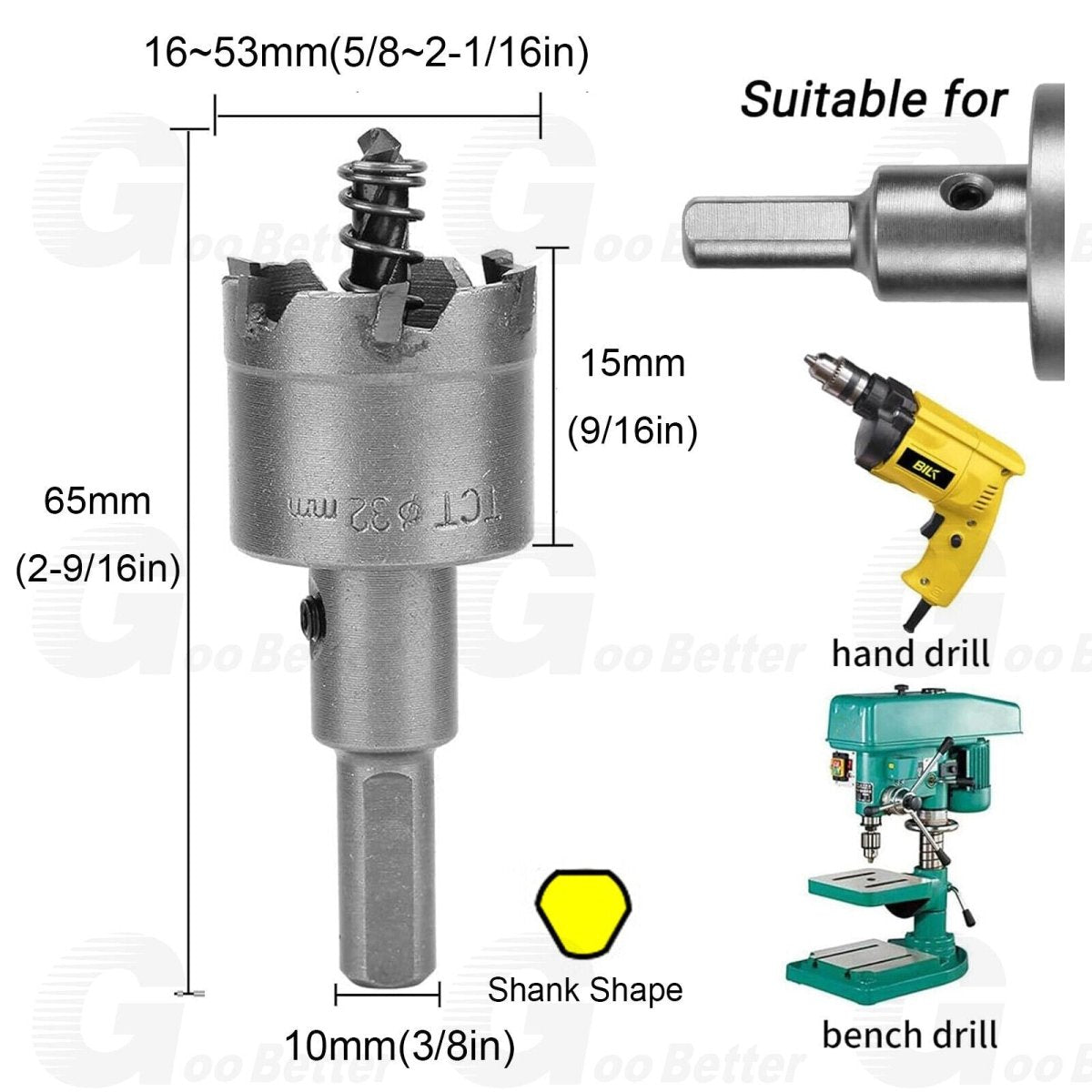 13Pcs Carbide Tip TCT Hole Saw Cutter Drill Bit Set For Steel Metal Wood 16 - 53mm - HomeDIYer