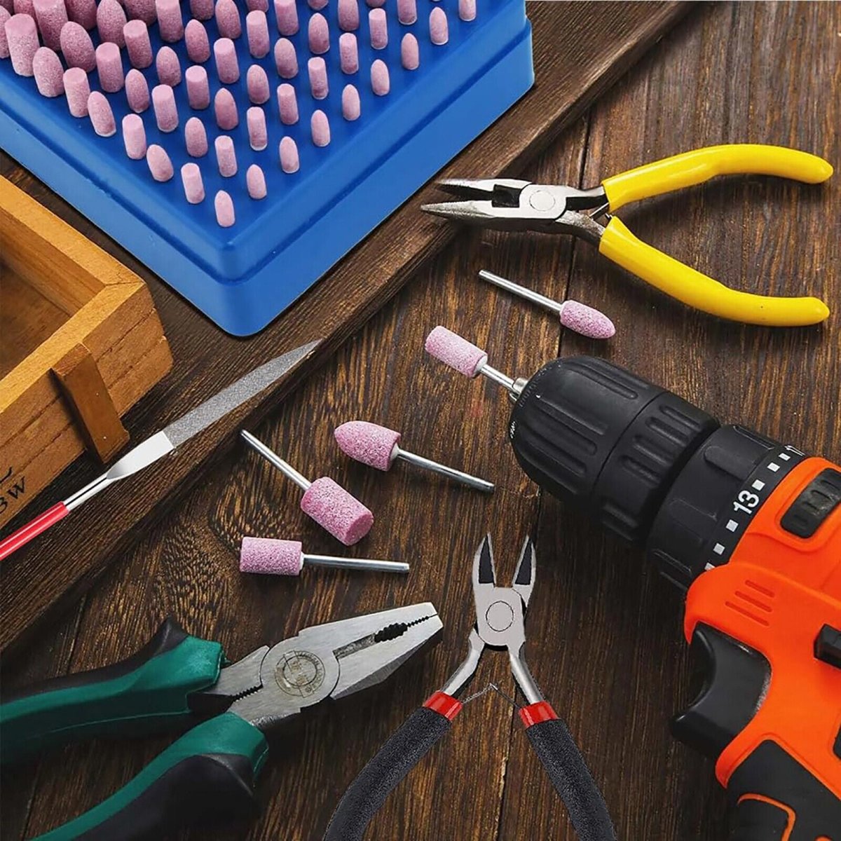 100x Rotary Mounted Abrasive Grinding Stone Point Wheel Bits Set For Dremel Tool - HomeDIYer