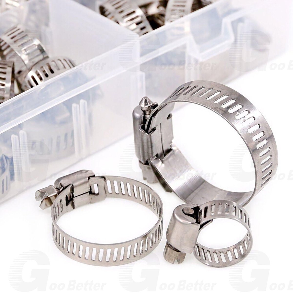 60pcs Adjustable Hose Clamps Worm Gear Stainless Steel Clamp Assortment 7 Sizes - HomeDIYer