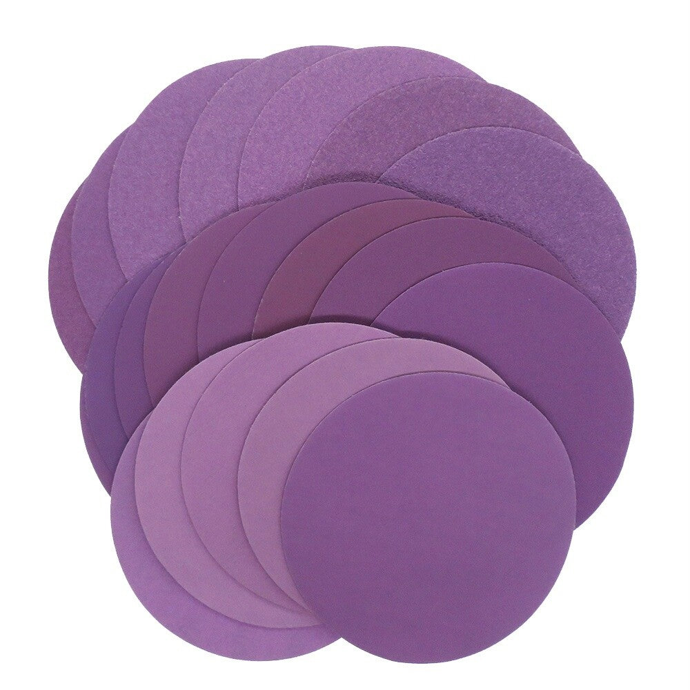 Stacked Top View 5 Inch 125mm Purple Sandpaper - Waterproof Wet And Dry Discs (HomeDIYer)
