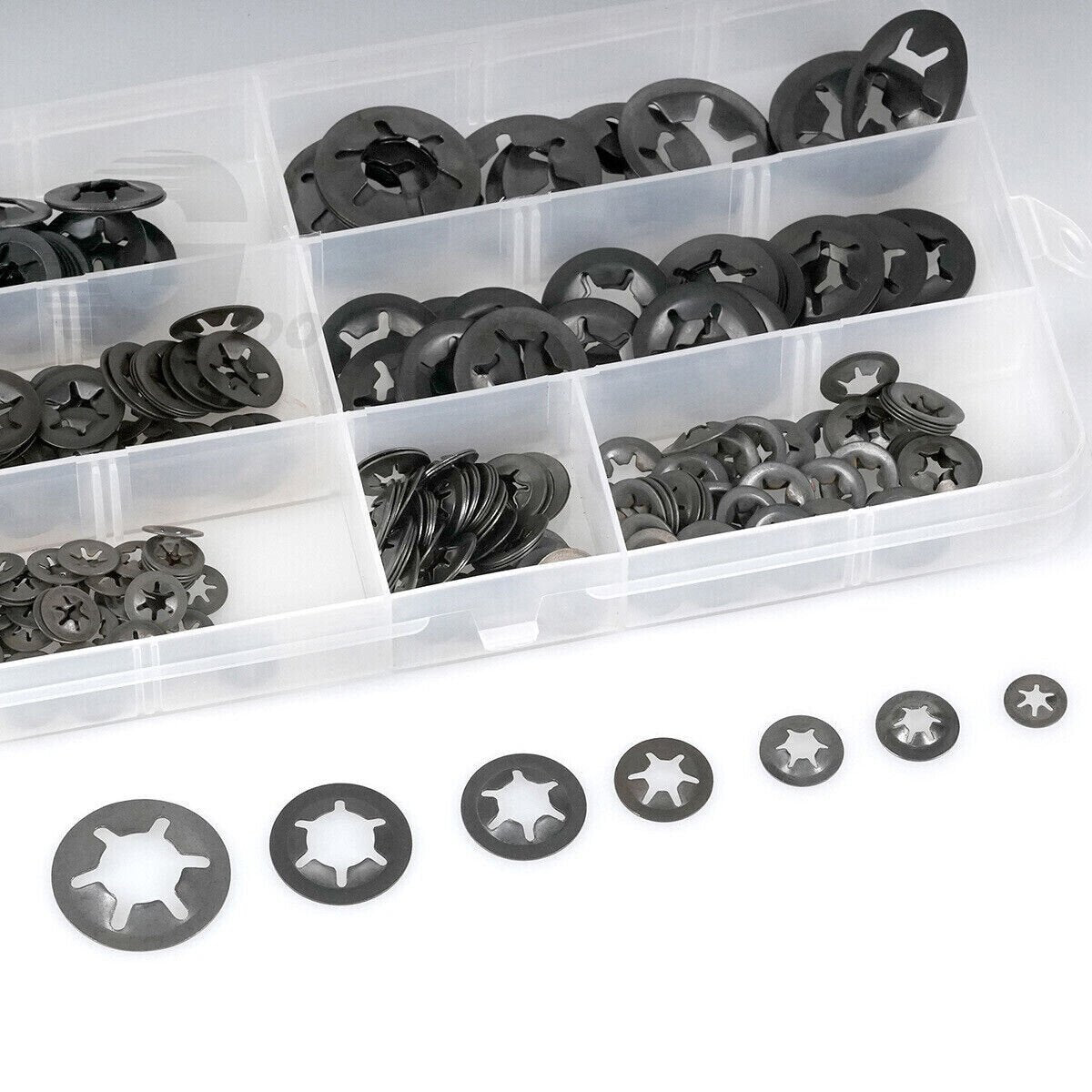 260Pcs Starlock Washers Push M3 - M12 On Lock Star Tooth Grab Fastener Clips Set - HomeDIYer
