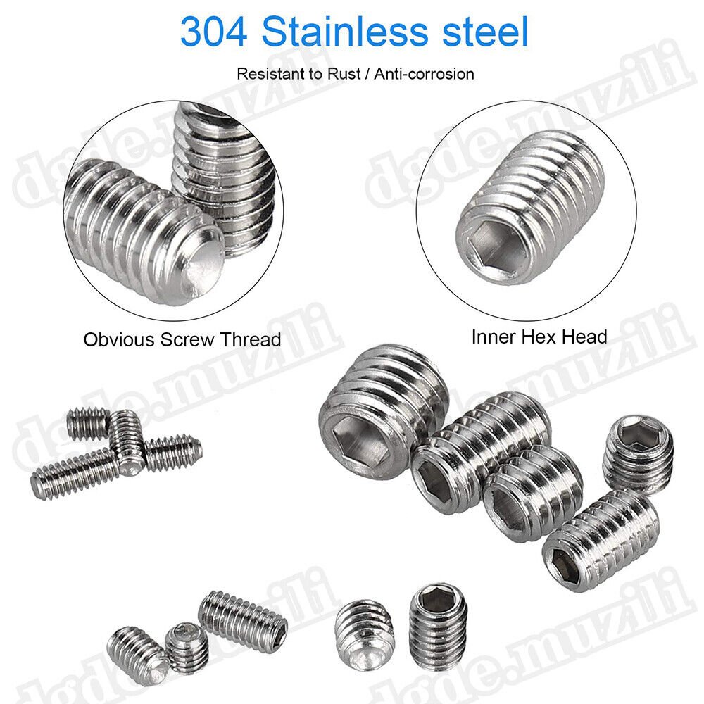 220 Pcs Set Screws Assortment M3 - M8 Stainless Steel A2 Hexagon Socket Grub Screws - HomeDIYer