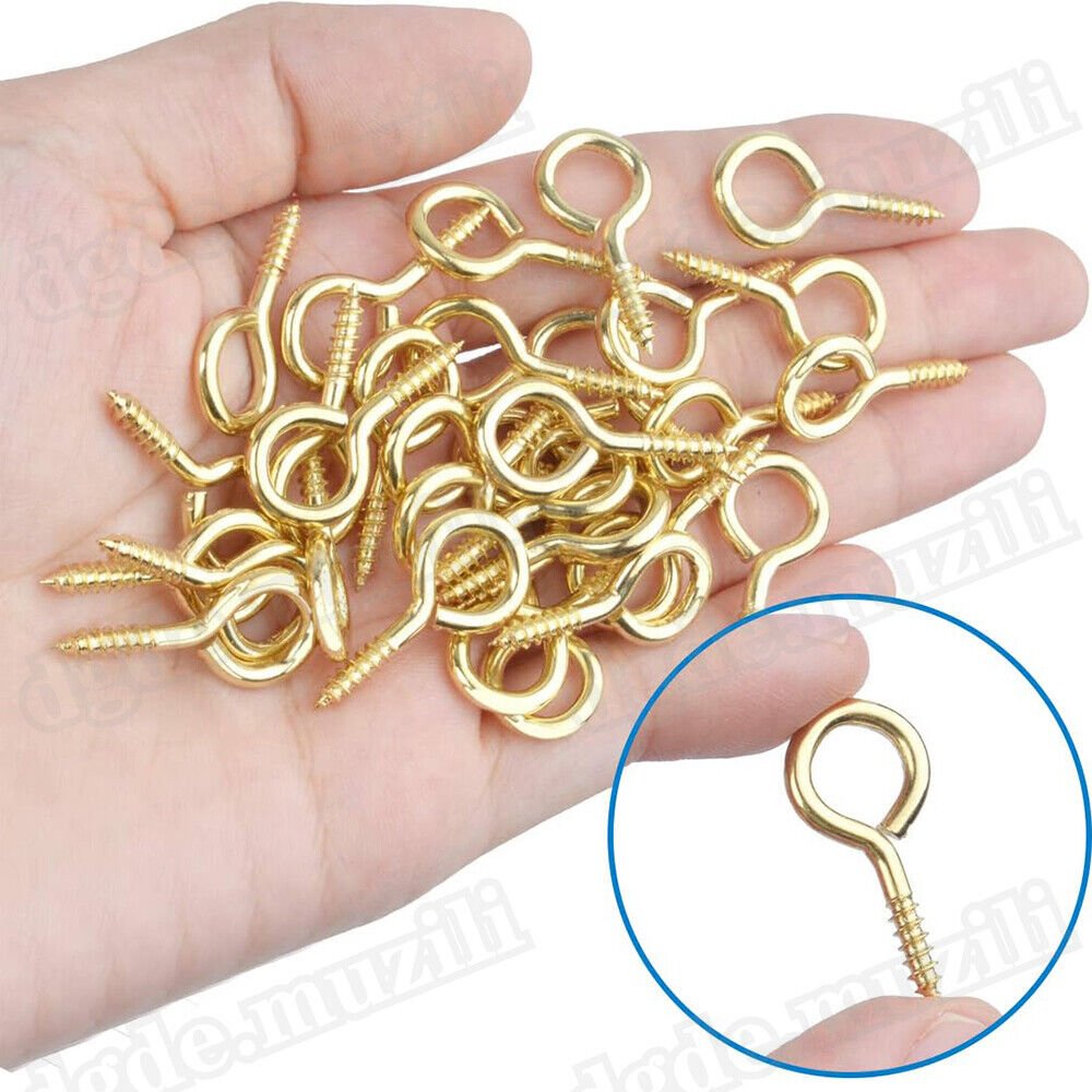 280pcs Eyebolts Screw Hooks Eye Hooks Wood Thread Copper Plating - HomeDIYer