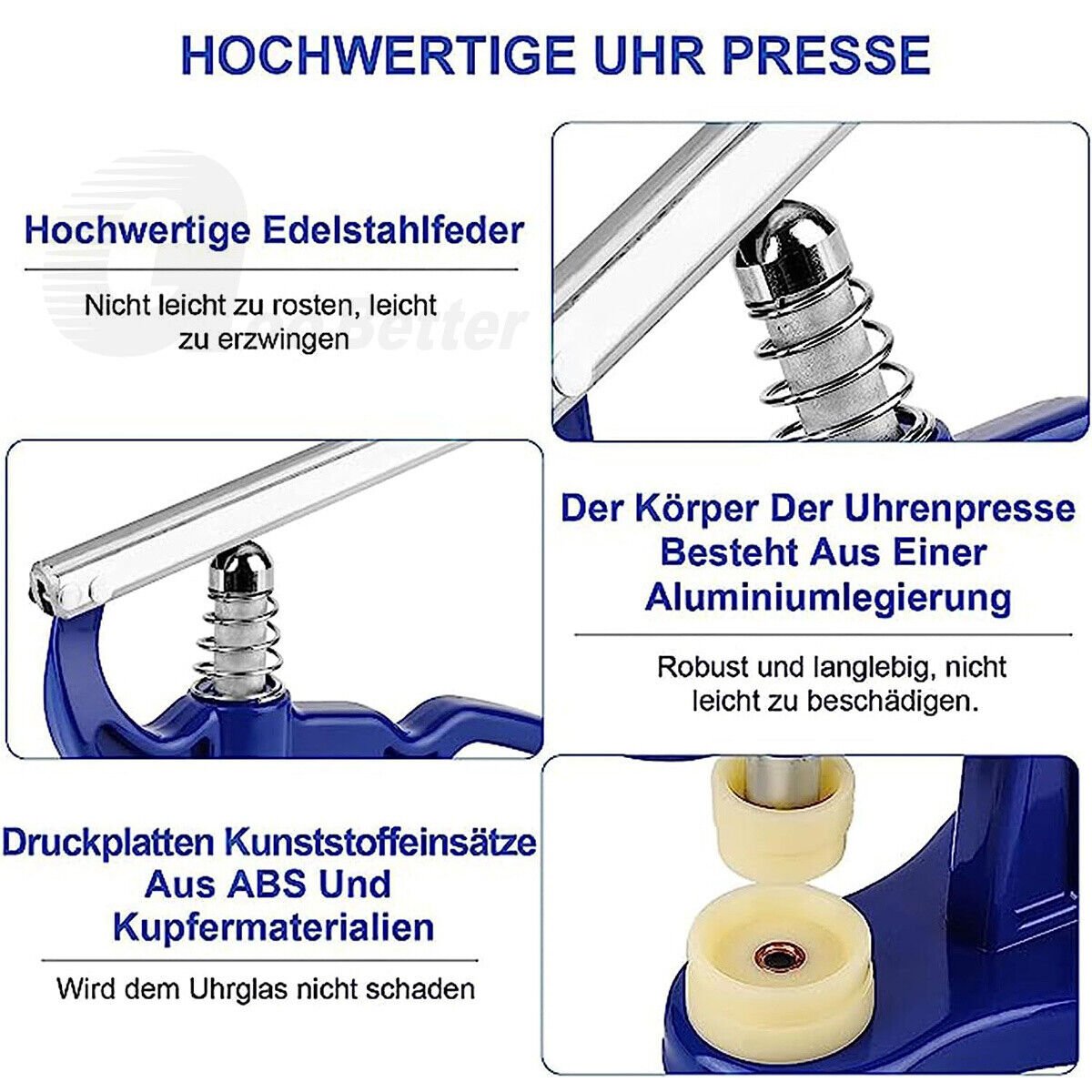 Watch Press Set - Watch Back Case Closer - Glass Fitting Watchmaker Repair Tool Kit. with 12 Snap on Fitting Dies/Moulds - HomeDIYer