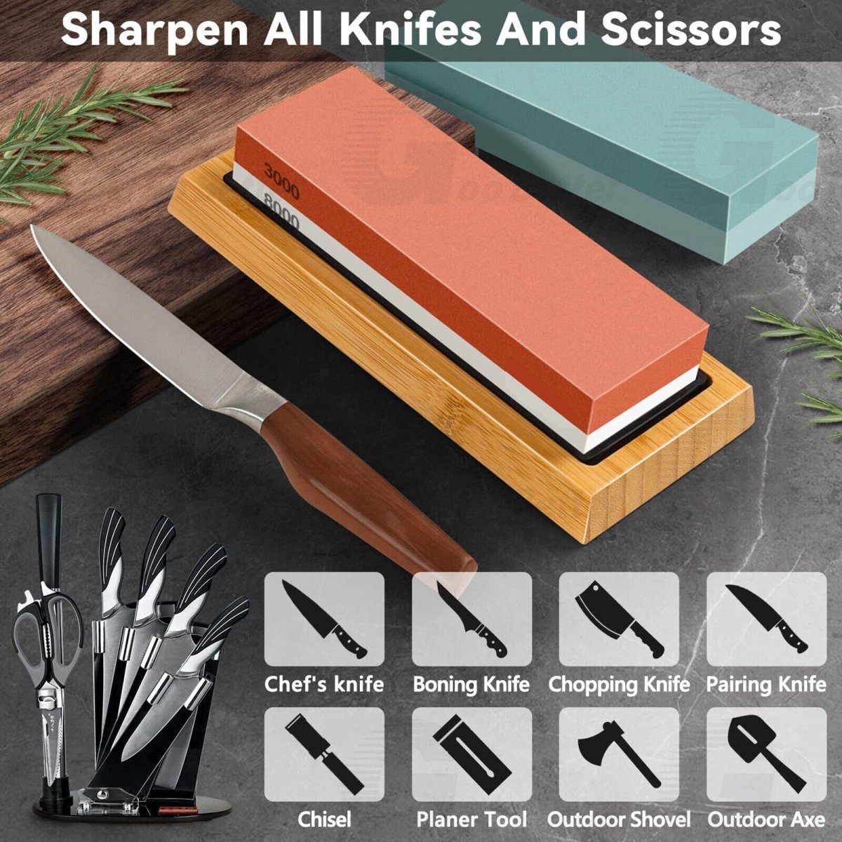 Premium Whetstone Cut knife Sharpener Whet Stone Set 1000/6000 3000/8000 Grit - HomeDIYer