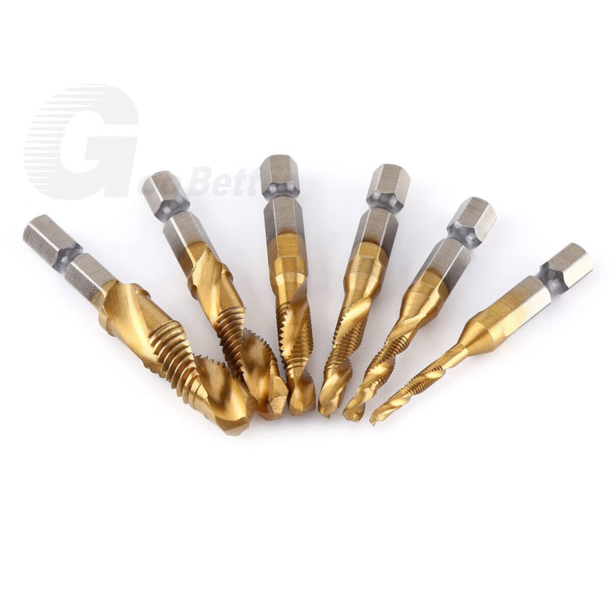 6Pcs HSS Drill Spiral Tap Bits M3 - M10 Hex Shank 1/4'' Metric Thread Cutter Set - HomeDIYer