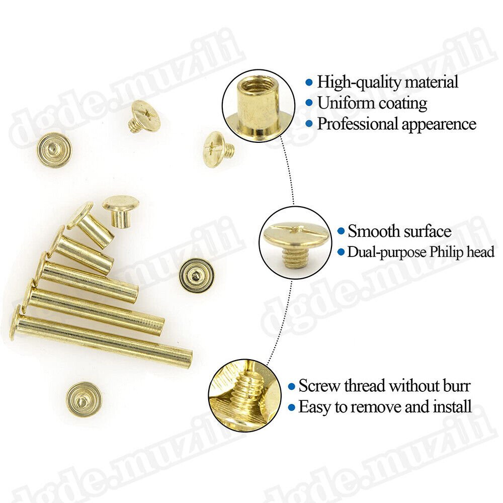 1250pcs book screws book rivets brass - plated Chicago screws screw rivets M5 - HomeDIYer