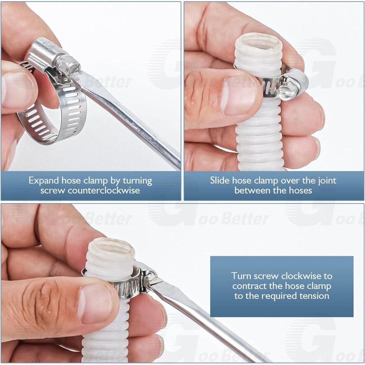 60pcs Adjustable Hose Clamps Worm Gear Stainless Steel Clamp Assortment 7 Sizes - HomeDIYer