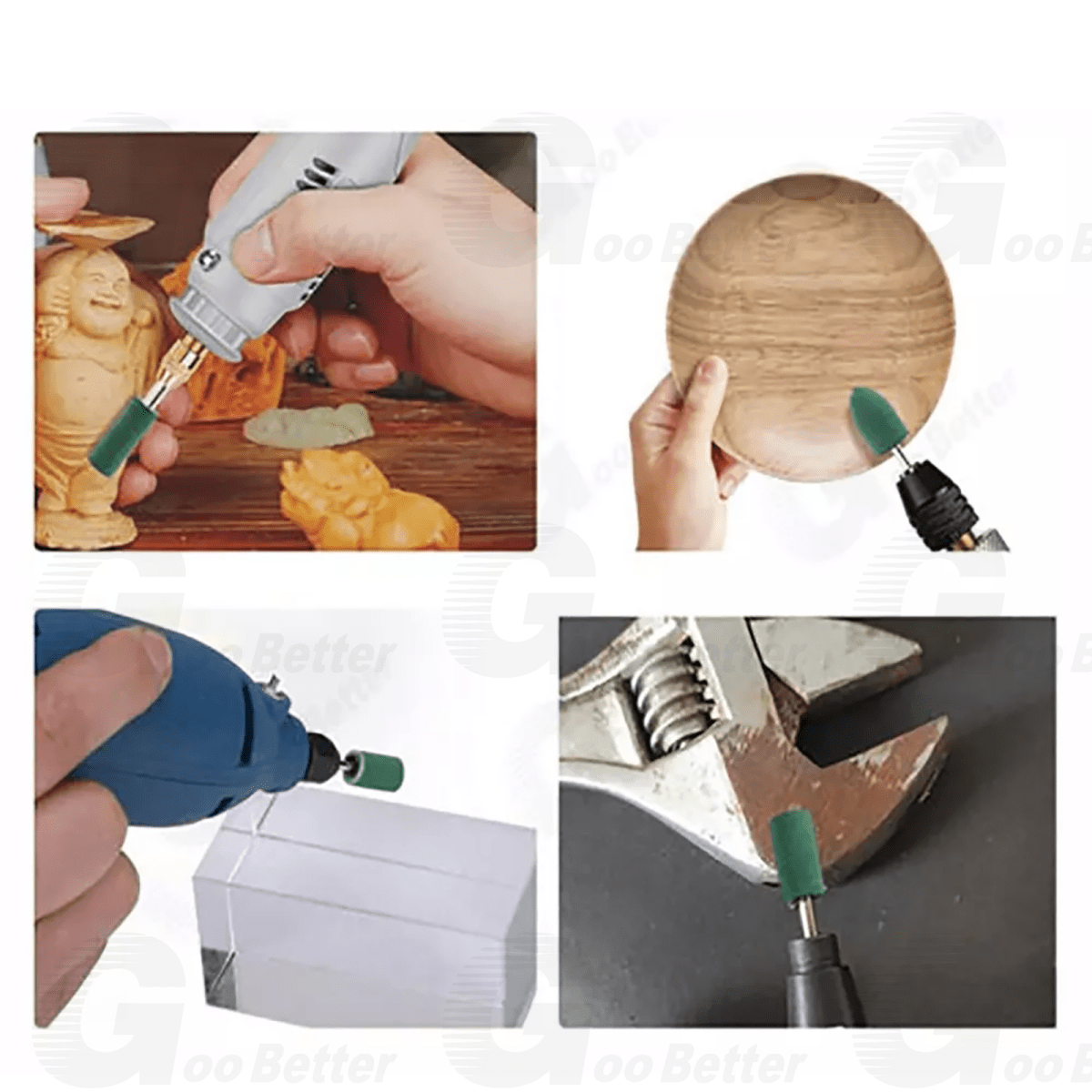 100pcs Rubber Grinding Head Polishing Burr Bit Mounted Kit For Dremel 1/8'' Shank - HomeDIYer