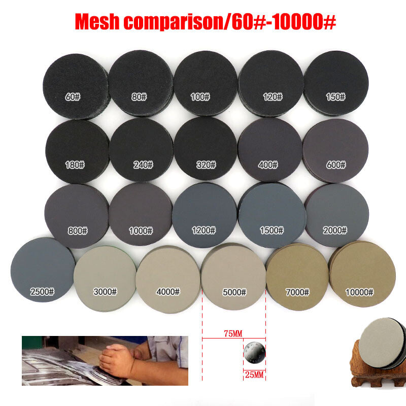 3" Inch 75mm Wet And Dry Sandpaper Grit 60# ~10000# Hook&Loop Sanding Discs Pads