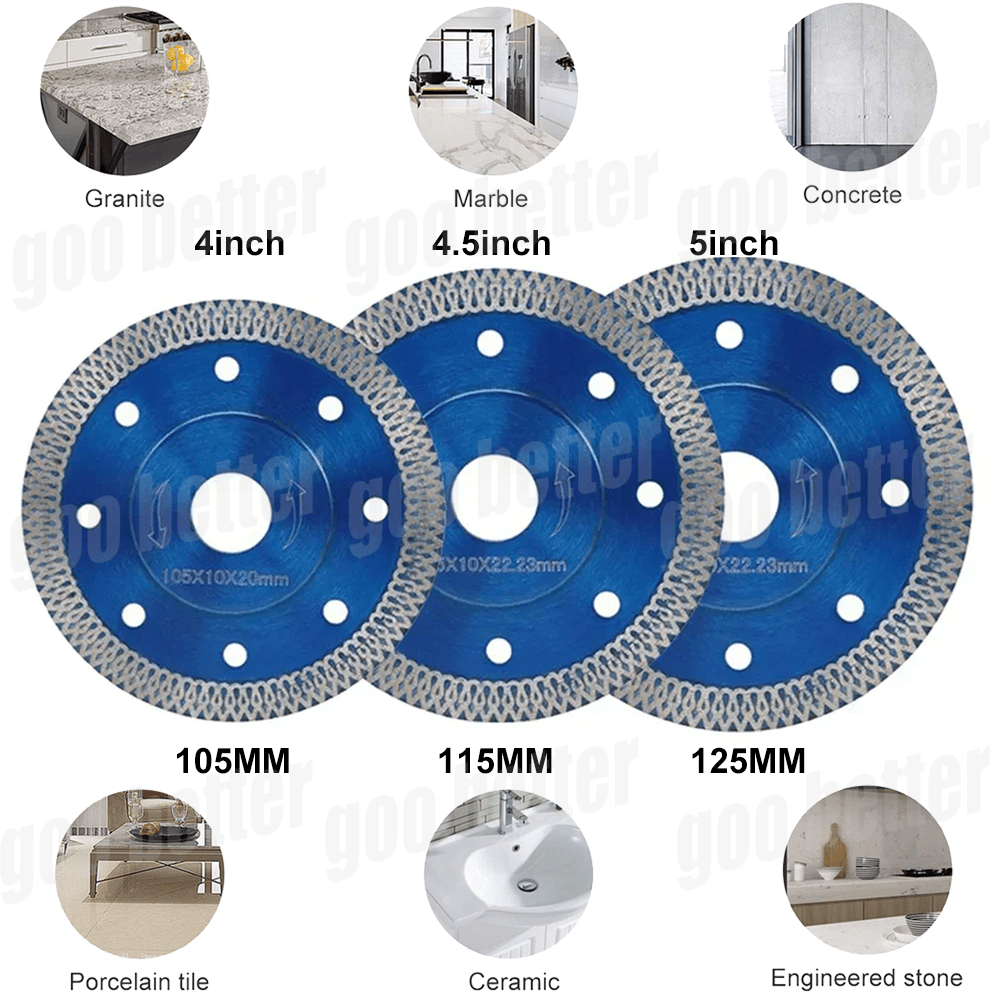 105/115/125MM Turbo Diamond Saw Blade Tile Cutting Disc 3 Size Angle Grinder - HomeDIYer