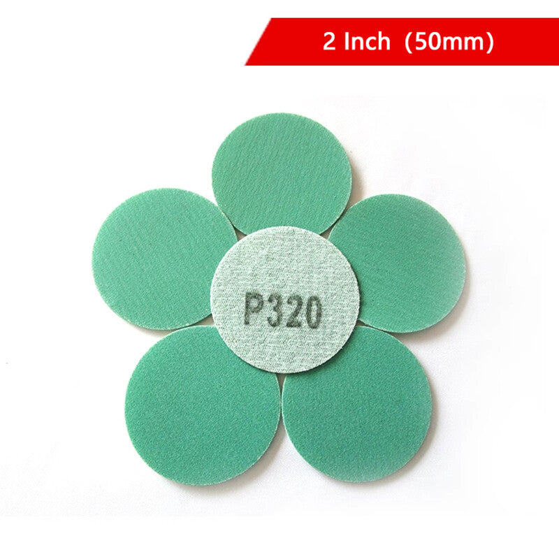 50/125/150mm Wet & Dry Sandpaper Polyester Film Green Sand Hook & Loop 40-2000P 10Pcs