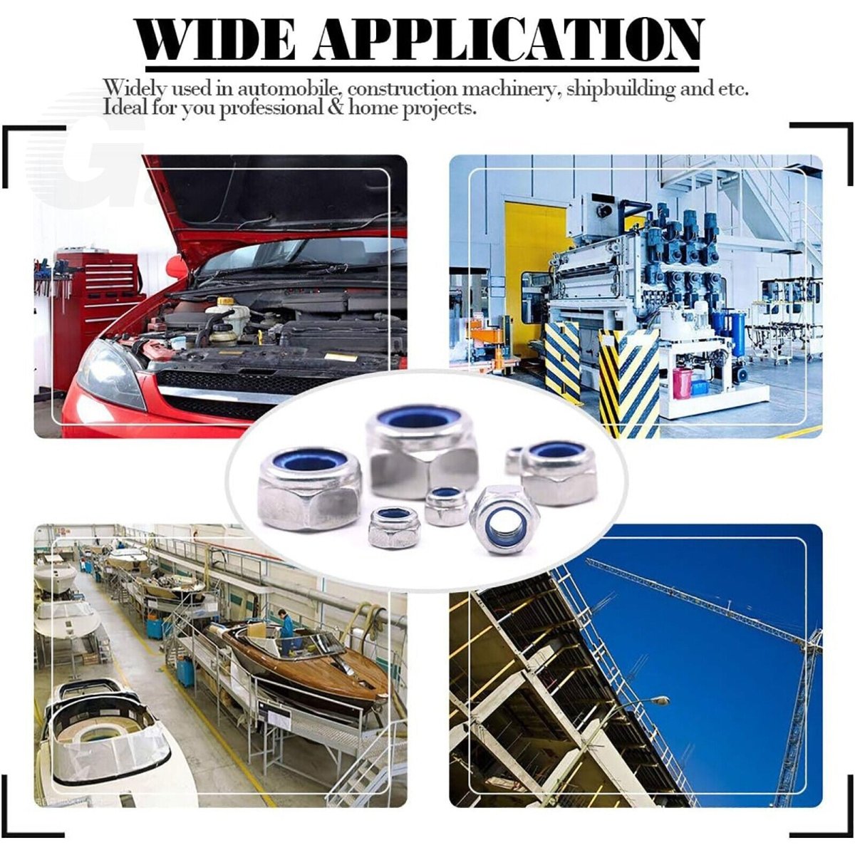 M4 M5 M6 M8 M10 M12 Nut Nylon Insert Lock Hex Nut Kits A2 Stainless Steel Metric - HomeDIYer