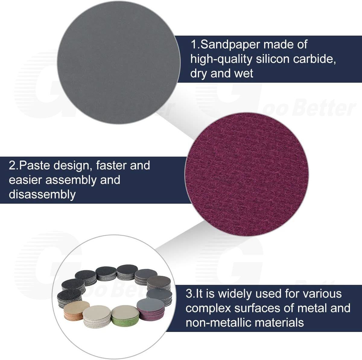 126Pcs 3inch Sanding Discs Foam Buffing Polishing Sponge Sander Buffer Pad Kit