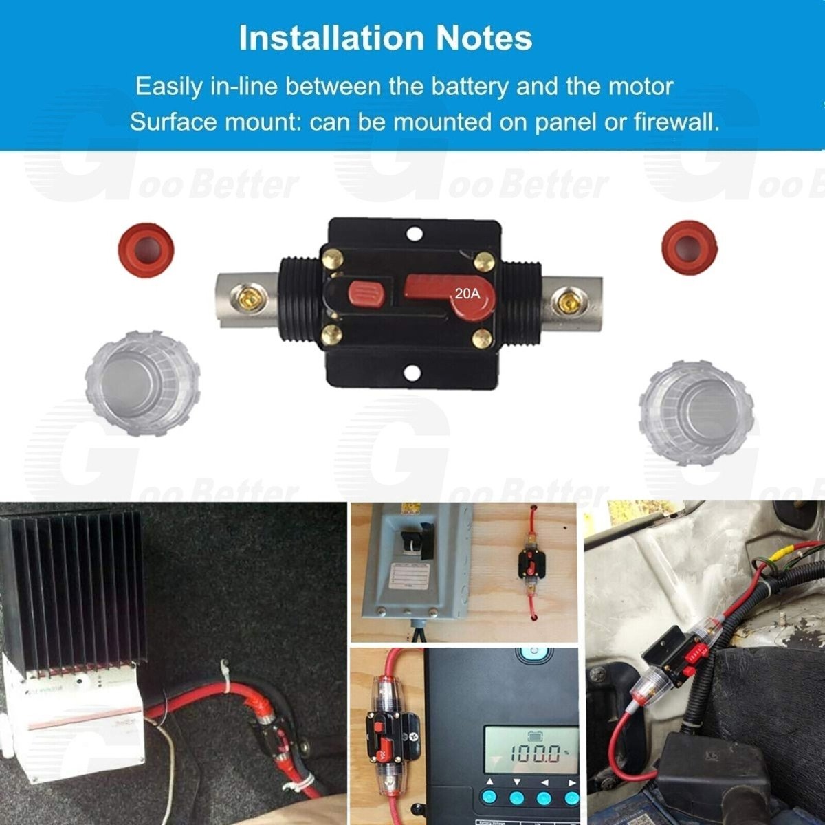 Home Solar System Waterproof Circuit Breaker Reset Fuse Inverter DC 12V - 24V - HomeDIYer