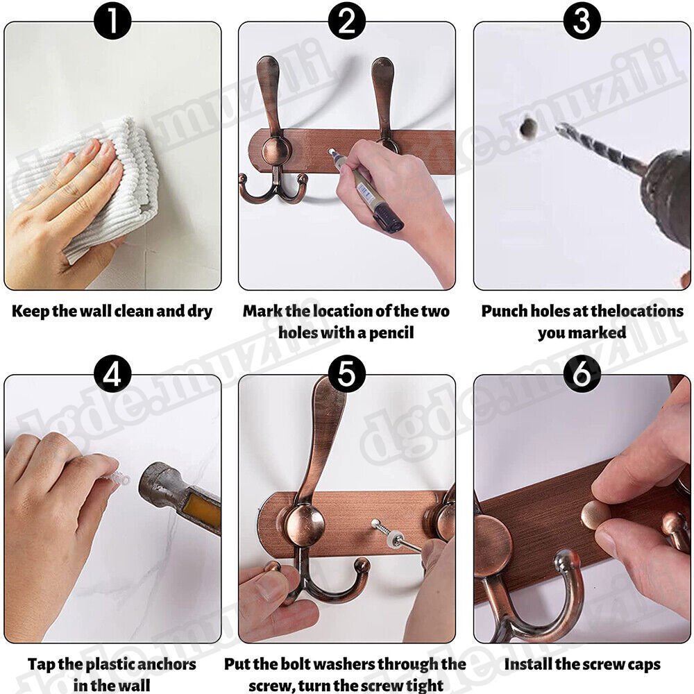 Hook rail coat hooks wall coat rack hooks stainless steel clothes hooks 5 hooks - HomeDIYer