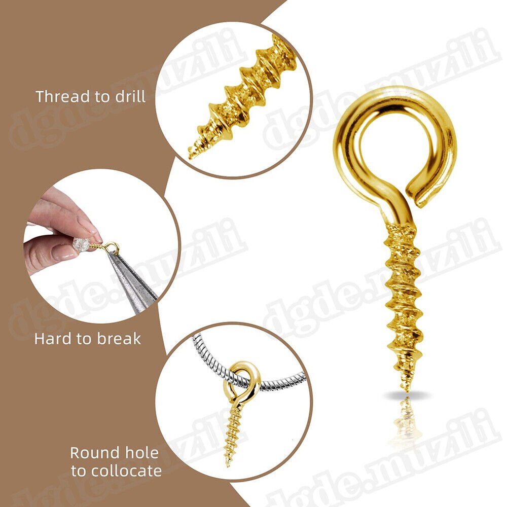 280pcs Eyebolts Screw Hooks Eye Hooks Wood Thread Copper Plating - HomeDIYer