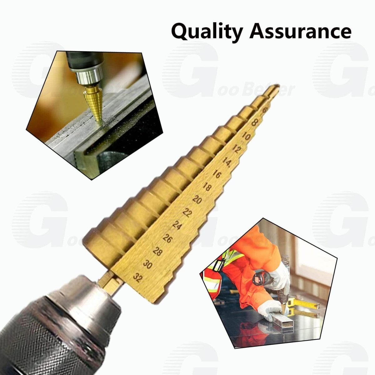 3Pcs Spiral Step Cone Drill Bit Set HSS 1/4" Hex Shank Hole Bits for Metal Wood - HomeDIYer