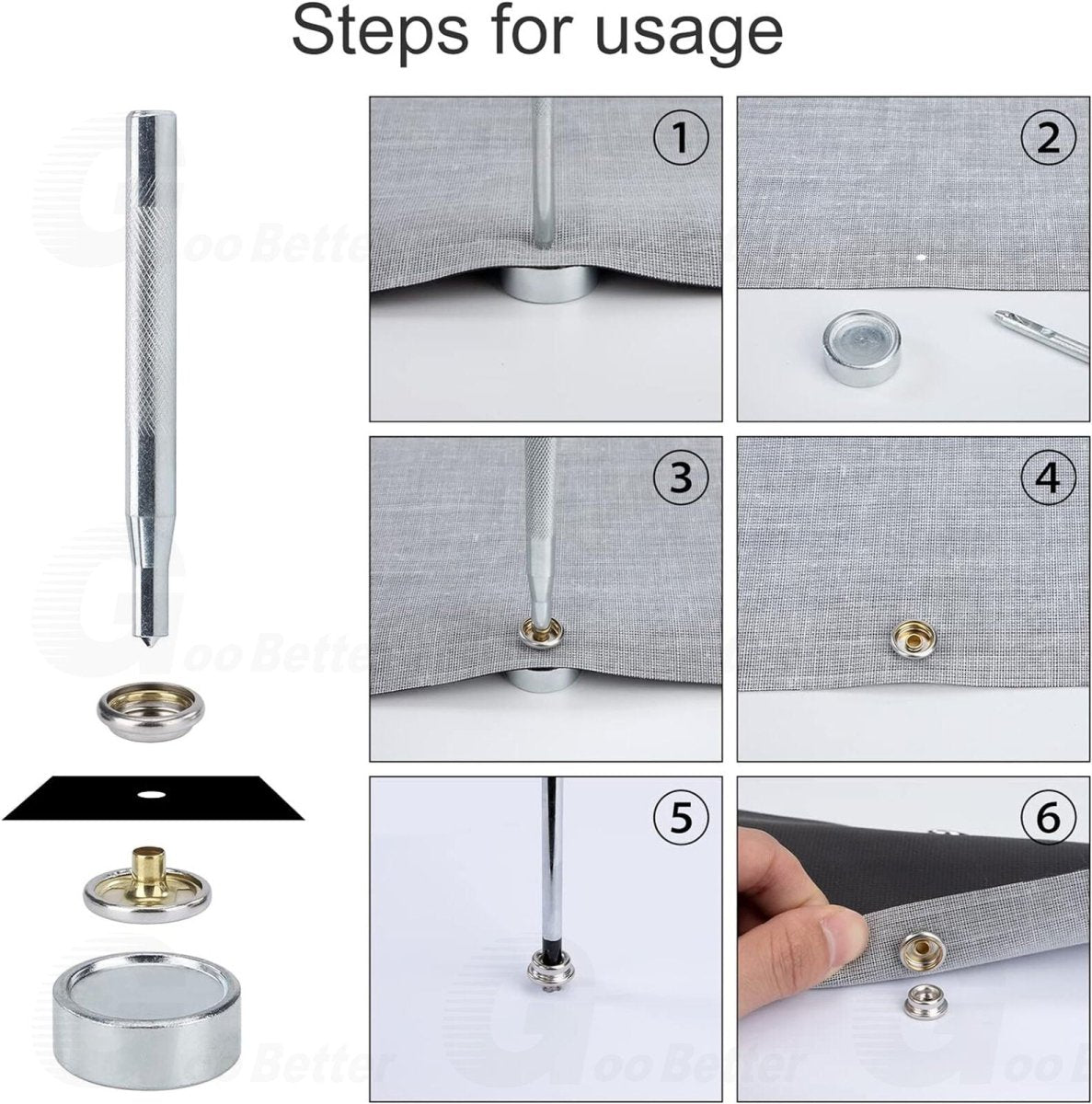 152pcs Snap Fasteners Press Studs Kit Poppers Buttons Tool Set Heavy Duty 15mm - HomeDIYer