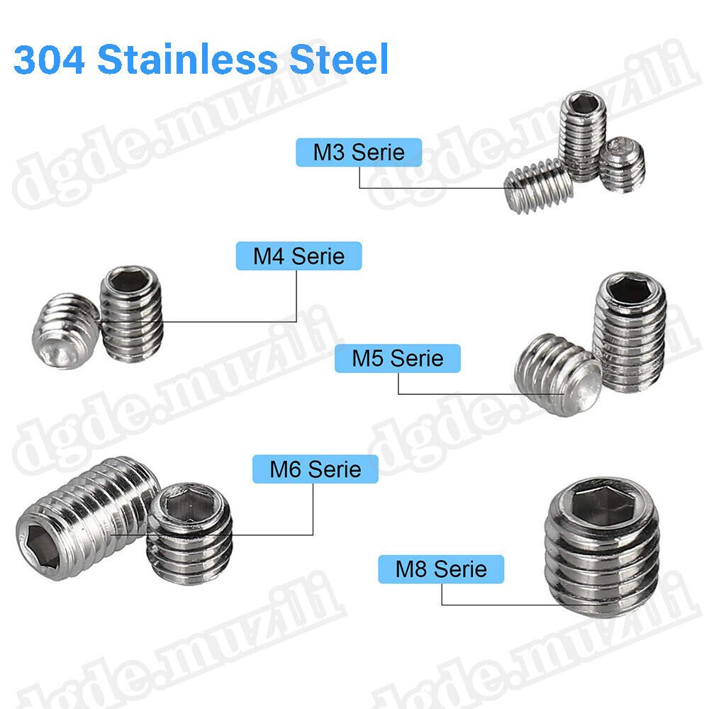 220 Pcs Set Screws Assortment M3 - M8 Stainless Steel A2 Hexagon Socket Grub Screws - HomeDIYer
