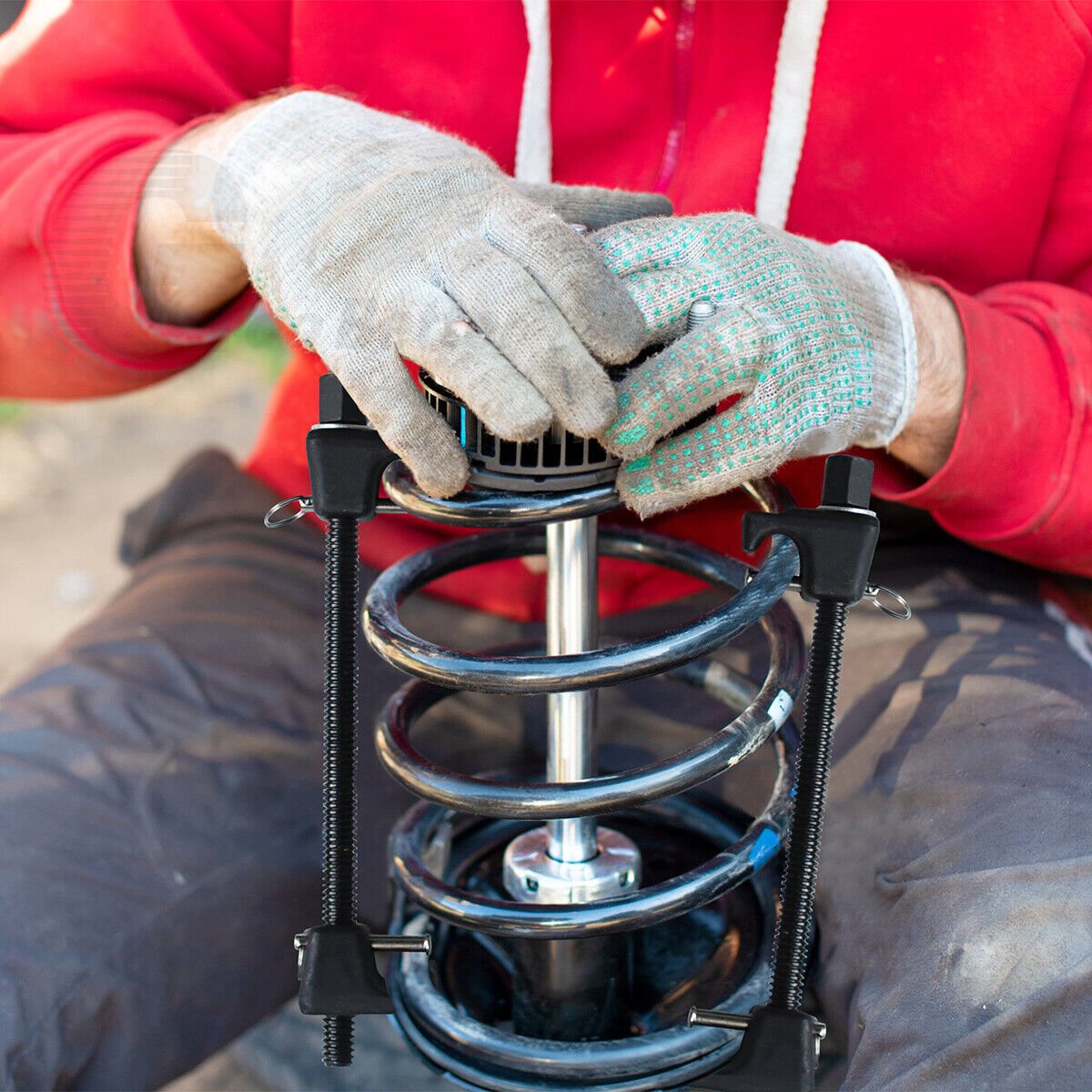 2x 325mm spring compressor car lowering universal strut tensioning tool set - HomeDIYer