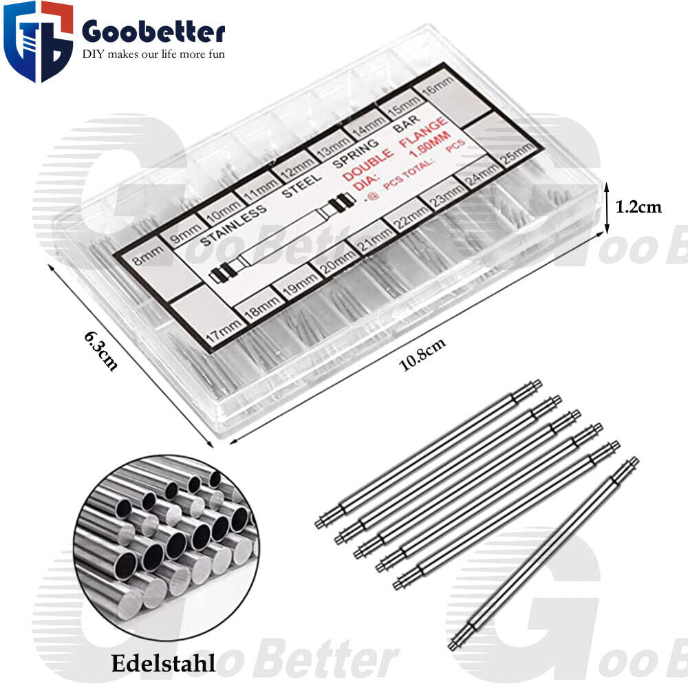 270pcs spring bars 8 - 25mm stainless steel spring pins watch pins 1.8 mm watch repair - HomeDIYer