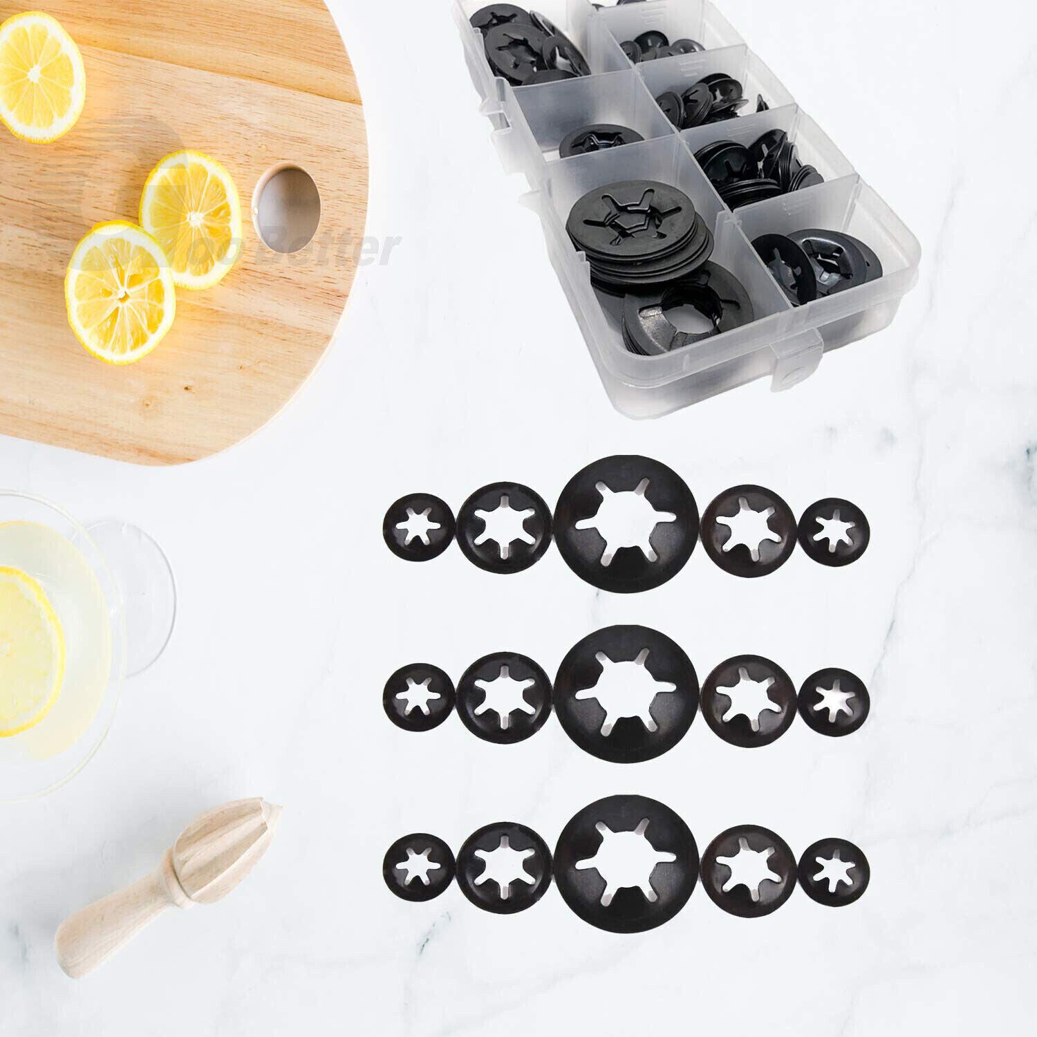 260Pcs Starlock Washers Push M3-M12 On Lock Star Tooth Grab Fastener Clips Set