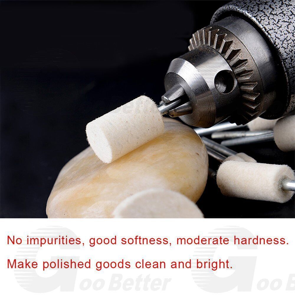 100Pcs Wool Felt Polishing Buffing Pad Waxing Wheel Rotary Tool Kit For Dremel - HomeDIYer