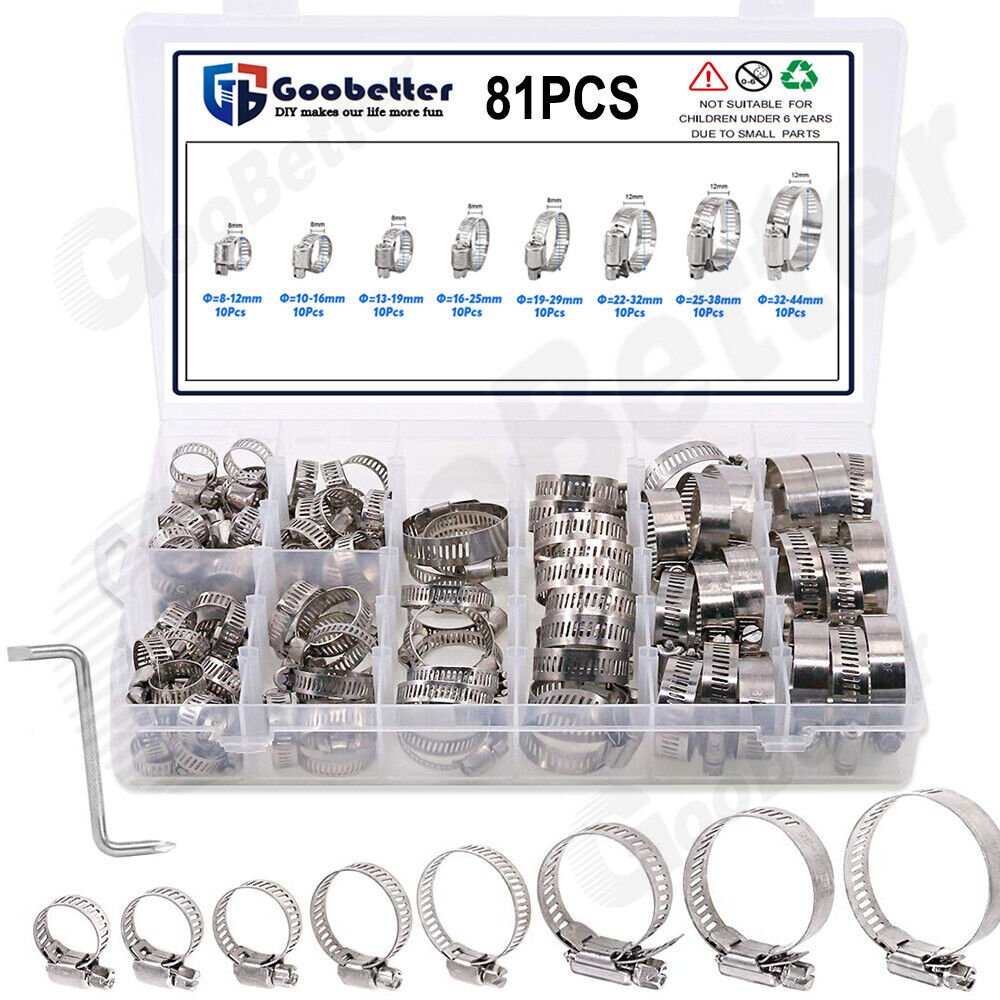 81 x hose clamps set hose ties pipe clamps stainless steel hose clamps - HomeDIYer