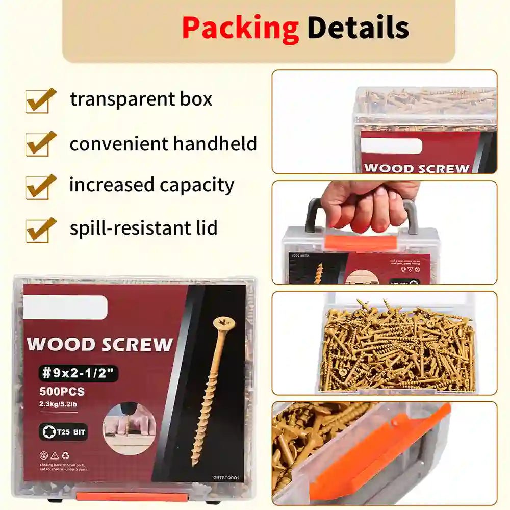 Yellow Deck Screws Set T25 Torx Self Tapping Wood Screws Exterior Deck Screws - HomeDIYer