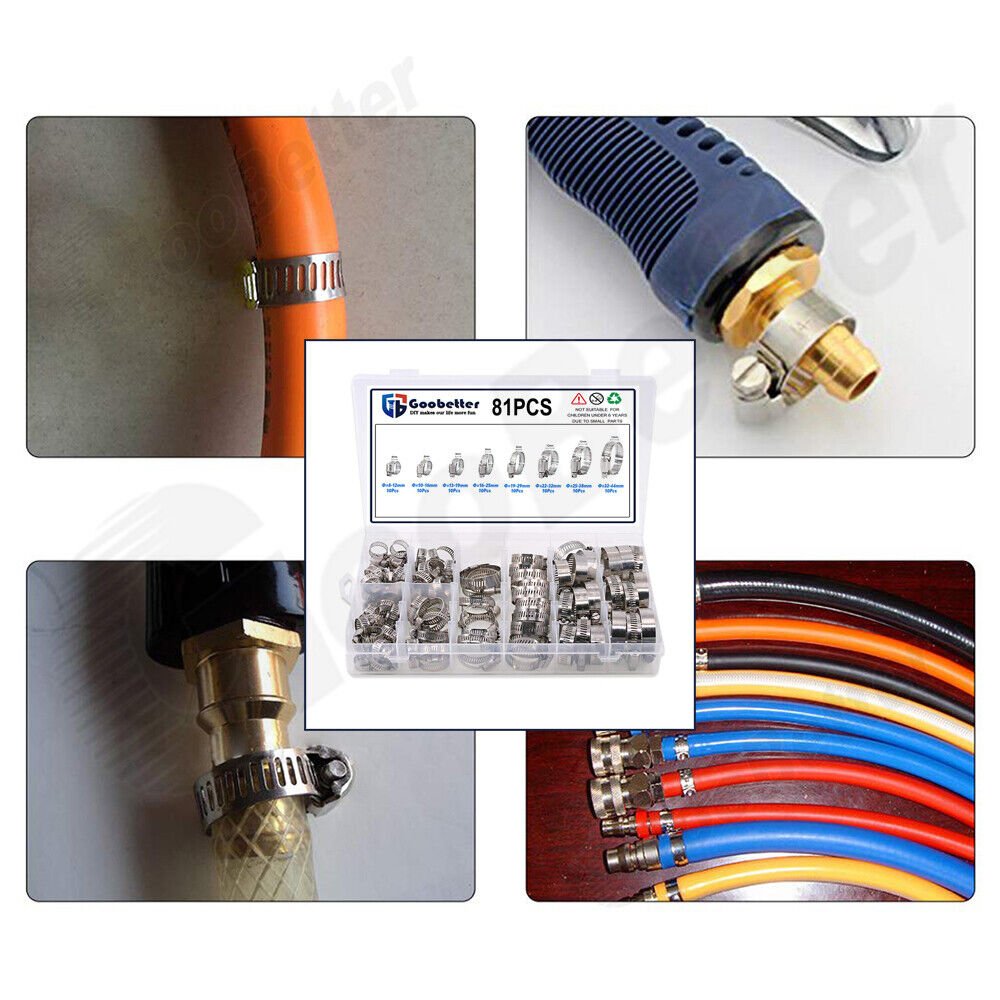 81 x hose clamps set hose ties pipe clamps stainless steel hose clamps - HomeDIYer