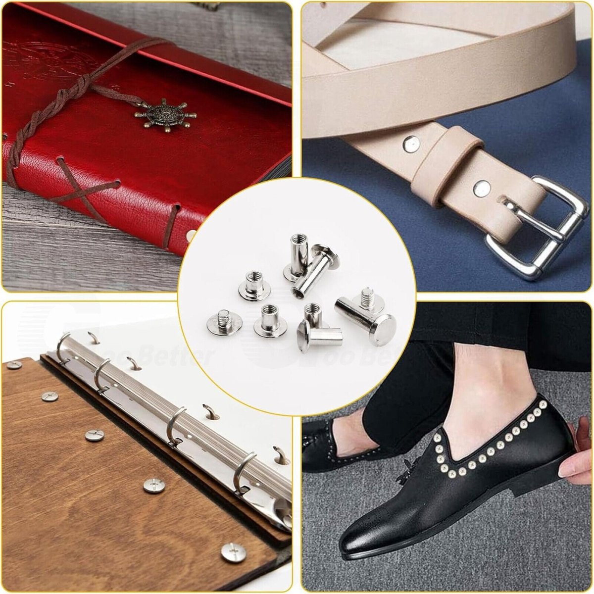 90pcs M5 Chicago Screw Set Binding Rivets Studs for Leather Craft Nickel Plating - HomeDIYer