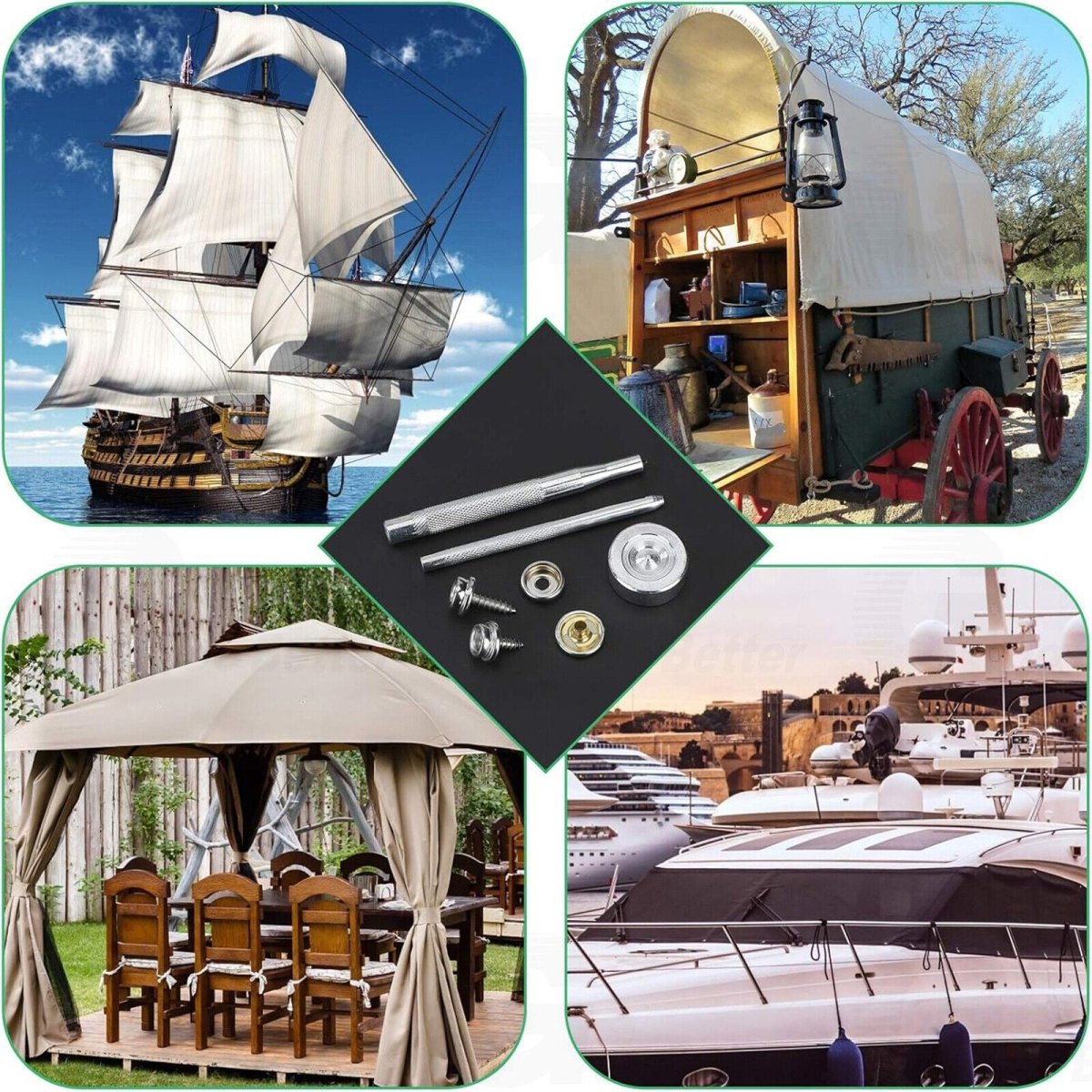 152pcs Snap Fasteners Press Studs Kit Poppers Buttons Tool Set Heavy Duty 15mm - HomeDIYer