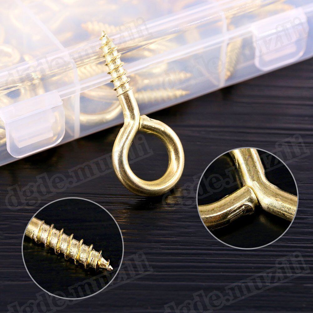 280pcs Eyebolts Screw Hooks Eye Hooks Wood Thread Copper Plating - HomeDIYer