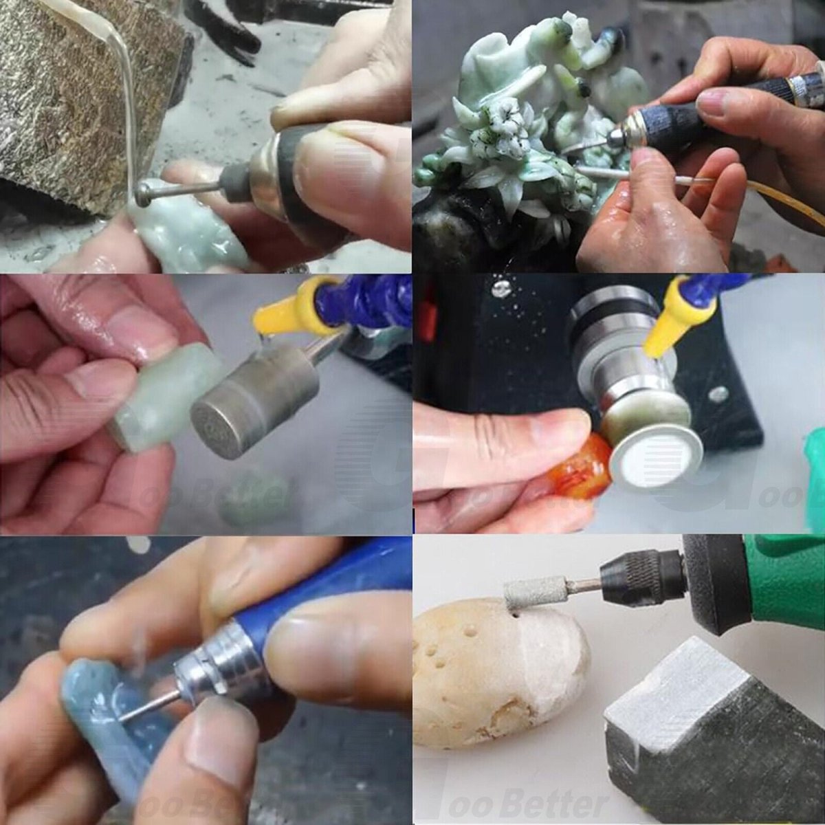 50Pcs Diamond Burr Stone Carving Grinding Bits 1/8'' Shank for Dremel Rotary Tool - HomeDIYer